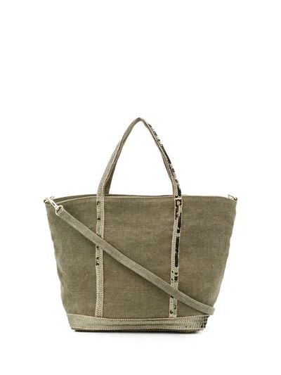 Vanessa Bruno Linen Small Zipped Cabas Tote In Green