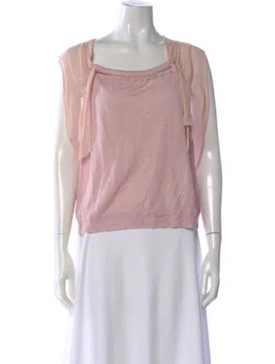 Pre-owned Vanessa Bruno Linen Square Neckline Blouse In Pink