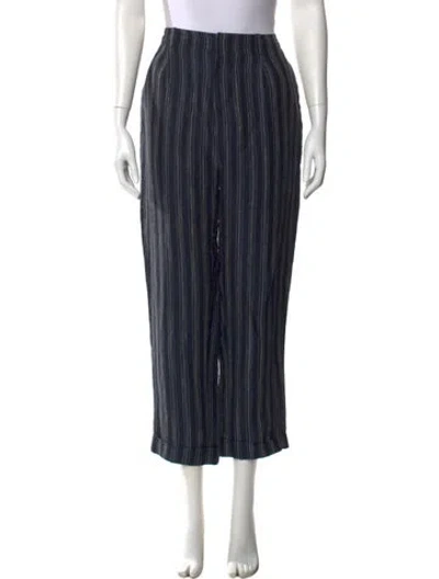 Pre-owned Vanessa Bruno Linen Straight Leg Pants In Blue