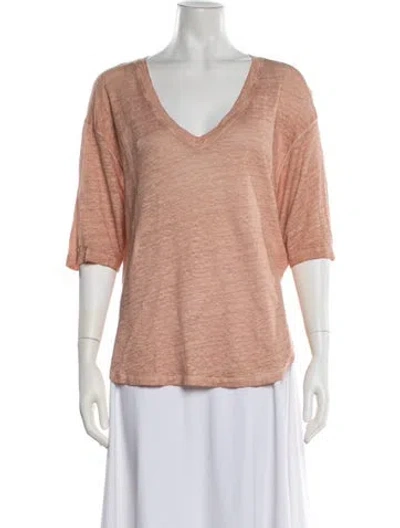 Pre-owned Vanessa Bruno Linen V-neck T-shirt In Orange
