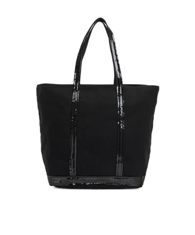 Vanessa Bruno Logo Canvas Shoulder Bag In Black