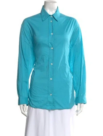 Pre-owned Vanessa Bruno Long Sleeve Button-up Top In Blue