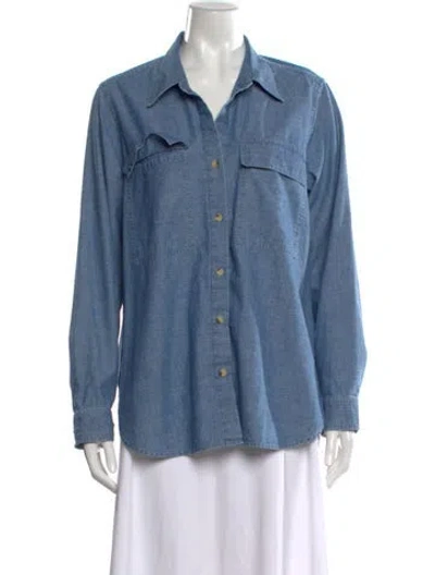 Pre-owned Vanessa Bruno Long Sleeve Button-up Top In Blue