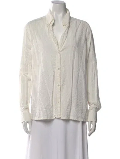 Pre-owned Vanessa Bruno Long Sleeve Button-up Top In White