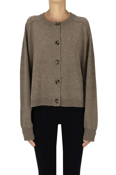 Vanessa Bruno Melange Knit Wide Cardigan In Dove-grey