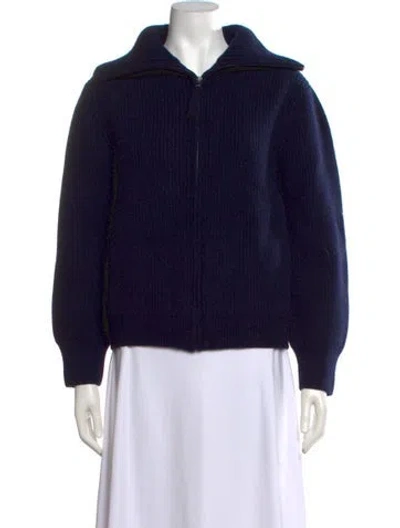 Pre-owned Vanessa Bruno Merino Wool Open Front Sweater In Blue