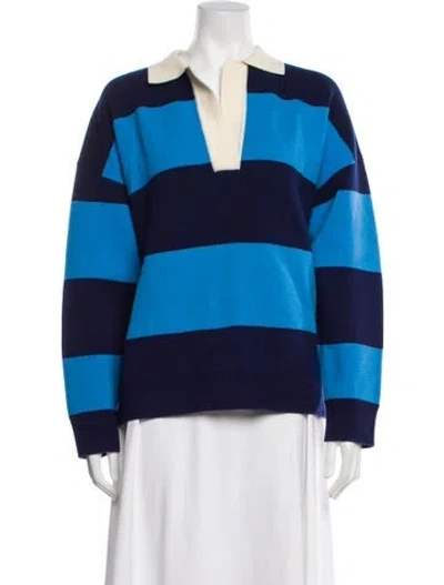 Pre-owned Vanessa Bruno Merino Wool Striped Polo In Blue