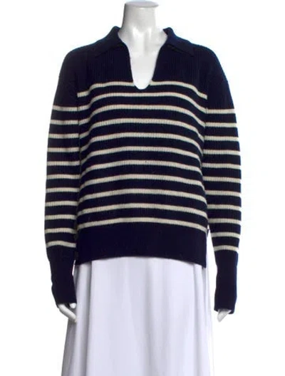 Pre-owned Vanessa Bruno Merino Wool Striped Sweater In Blue