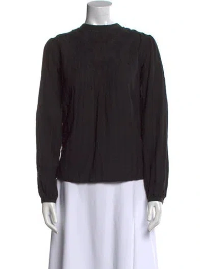Pre-owned Vanessa Bruno Mock Neck Long Sleeve Blouse In Black