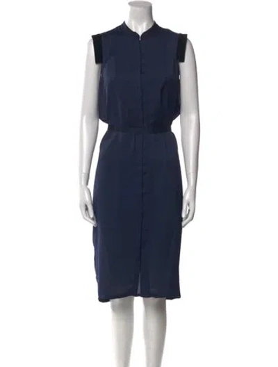 Pre-owned Vanessa Bruno Mock Neck Midi Length Dress In Blue