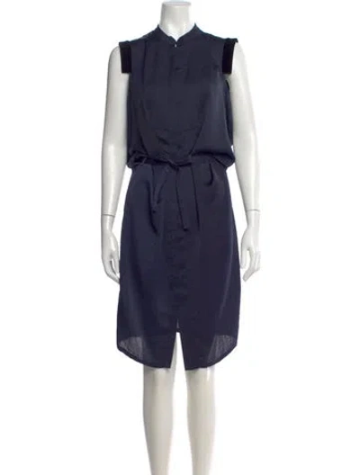 Pre-owned Vanessa Bruno Mock Neck Midi Length Dress In Blue