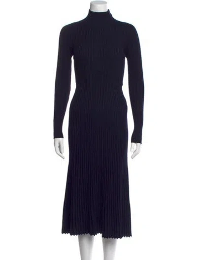 Pre-owned Vanessa Bruno Mock Neck Midi Length Dress In Blue