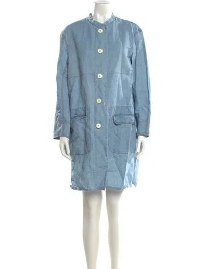 Pre-owned Vanessa Bruno Mock Neck Mini Dress In Blue