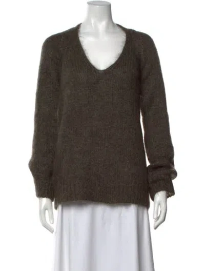 Pre-owned Vanessa Bruno Mohair V-neck Sweater In Green