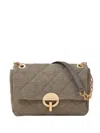 Vanessa Bruno Moon Quilted Linen Chain Bag In Green
