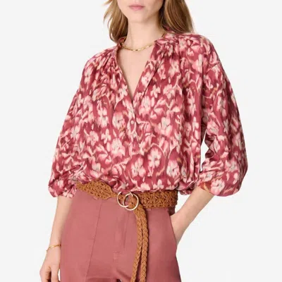 Vanessa Bruno Nipoa Puffed Sleeves Top In Floral In Animal Print