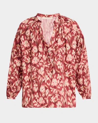 Vanessa Bruno Nipoa Ruched Floral-print Cotton Top In Multi