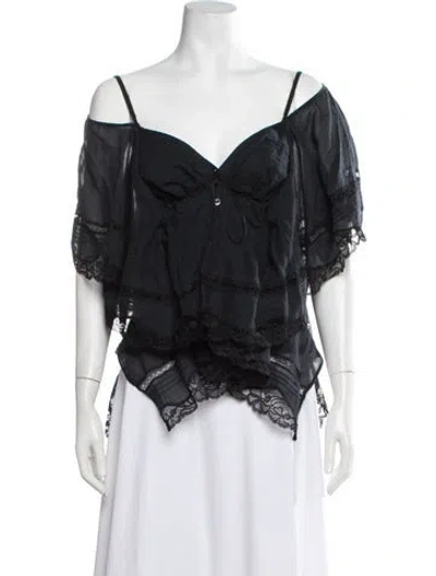 Pre-owned Vanessa Bruno Off-the-shoulder Short Sleeve Top In Black