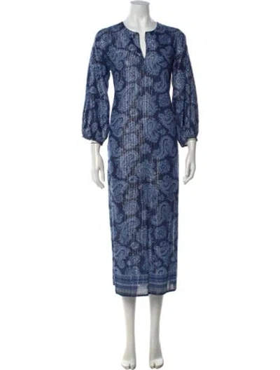 Pre-owned Vanessa Bruno Paisley Print Long Dress In Blue