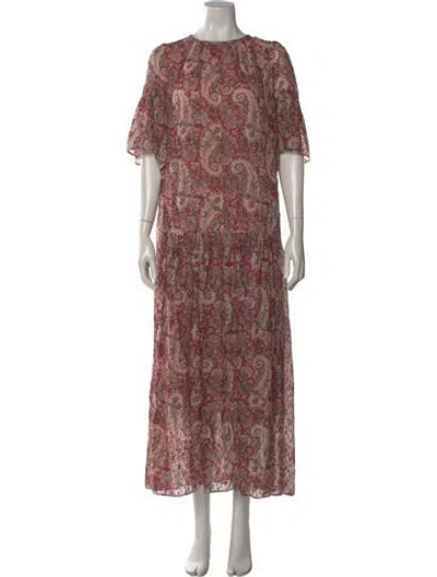 Pre-owned Vanessa Bruno Paisley Print Long Dress In Red