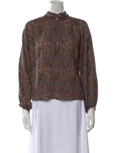 Pre-owned Vanessa Bruno Paisley Print Long Sleeve Blouse In Brown