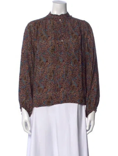 Pre-owned Vanessa Bruno Paisley Print Long Sleeve Blouse In Brown