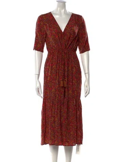 Pre-owned Vanessa Bruno Paisley Print Midi Length Dress In Orange