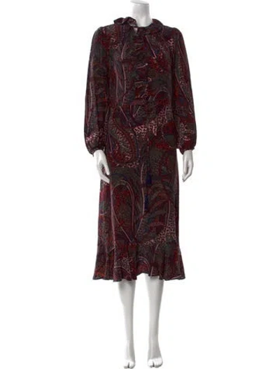 Pre-owned Vanessa Bruno Paisley Print Midi Length Dress In Purple