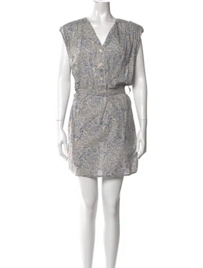 Pre-owned Vanessa Bruno Paisley Print Mini Dress In Blue/white