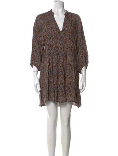 Pre-owned Vanessa Bruno Paisley Print Mini Dress In Burgundy