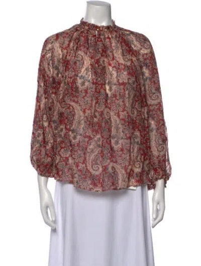 Pre-owned Vanessa Bruno Paisley Print Tie Neck Blouse W/ Tags In Red