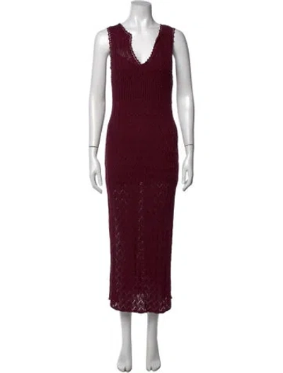 Pre-owned Vanessa Bruno Patterned Long Dress W/ Tags In Burgundy