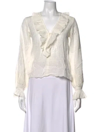 Pre-owned Vanessa Bruno Patterned V-neck Blouse In Neutrals