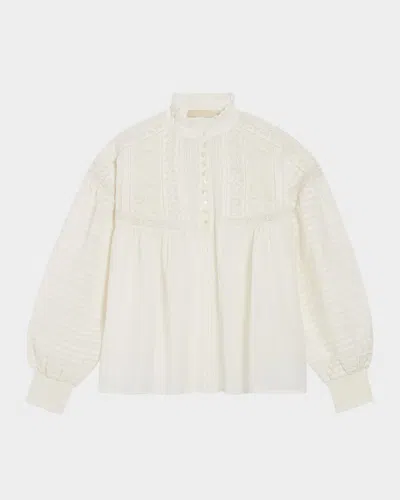 Vanessa Bruno Dahlia Lace Trim Top In Blanc