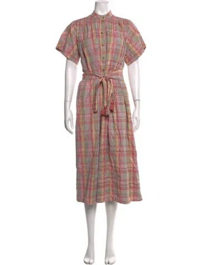 Pre-owned Vanessa Bruno Plaid Print Midi Length Dress In Pink