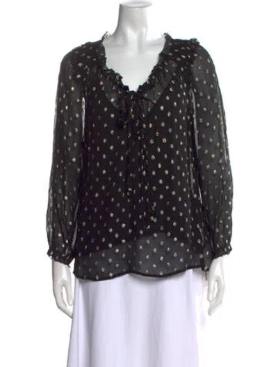 Pre-owned Vanessa Bruno Polka Dot Print V-neck Blouse In Black