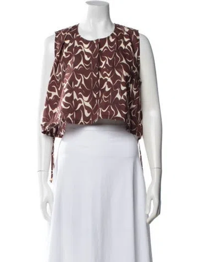 Pre-owned Vanessa Bruno Printed Crew Neck Crop Top W/ Tags In Neutrals