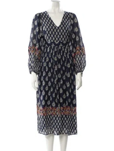 Pre-owned Vanessa Bruno Printed Long Dress In Blue