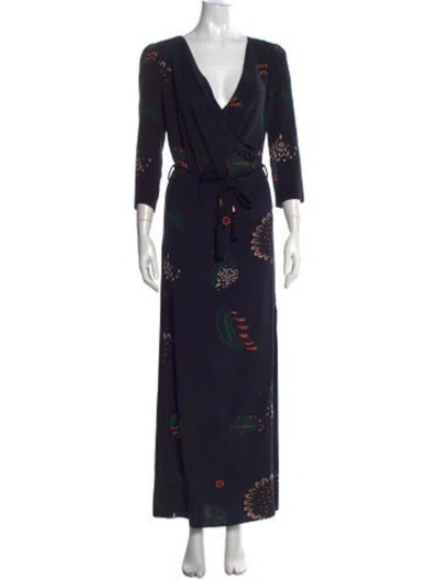 Pre-owned Vanessa Bruno Printed Long Dress In Blue