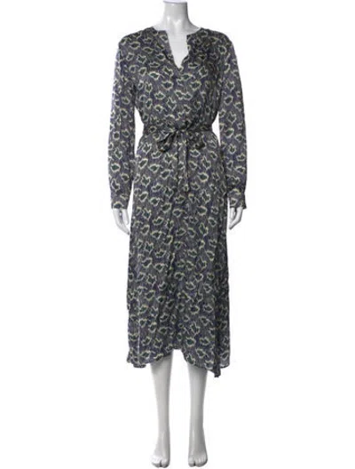 Pre-owned Vanessa Bruno Printed Long Dress In Blue