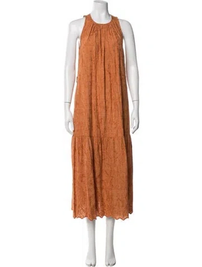 Pre-owned Vanessa Bruno Printed Long Dress In Orange