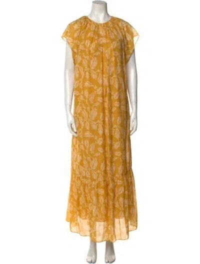 Pre-owned Vanessa Bruno Printed Long Dress In Yellow