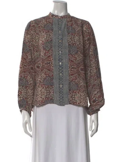 Pre-owned Vanessa Bruno Printed Long Sleeve Blouse In Burgundy