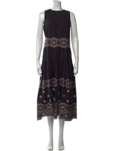 Pre-owned Vanessa Bruno Printed Midi Length Dress In Black
