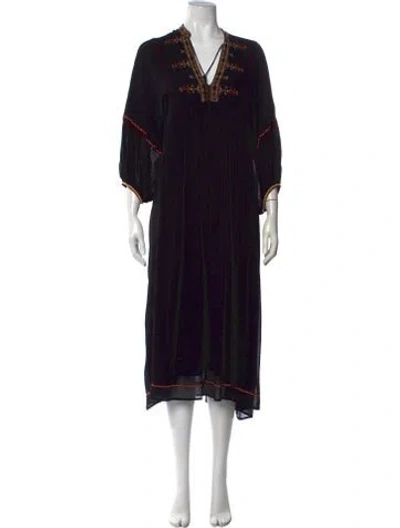 Pre-owned Vanessa Bruno Printed Midi Length Dress In Black