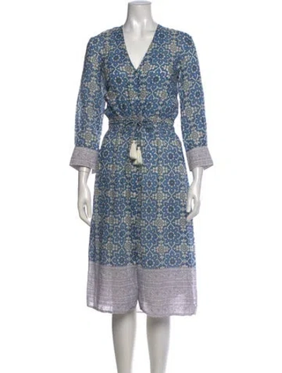 Pre-owned Vanessa Bruno Printed Midi Length Dress In Blue