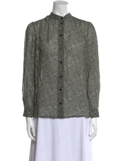 Pre-owned Vanessa Bruno Printed Mock Neck Button-up Top In Multi