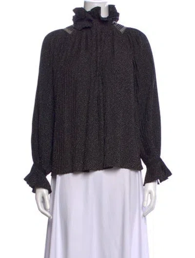 Pre-owned Vanessa Bruno Printed Tie Neck Blouse In Black
