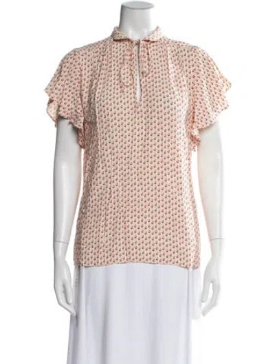 Pre-owned Vanessa Bruno Printed Tie Neck Blouse In Neutral