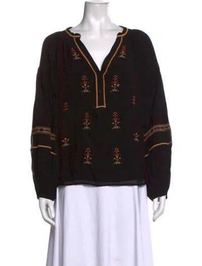 Pre-owned Vanessa Bruno Printed V-neck Blouse In Black